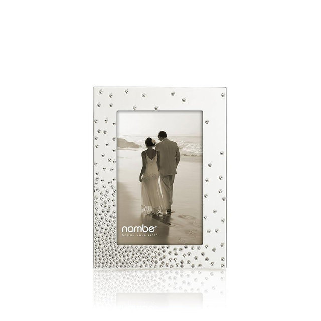 Nambé Dazzle Picture Frame - 4 x 6 Inch Silver Frame with Shimmering Star-Inspired Detailing, Elegant Photo Holder for Tabletop Display, Modern Home Accent for Living Room or Bedroom Décor
