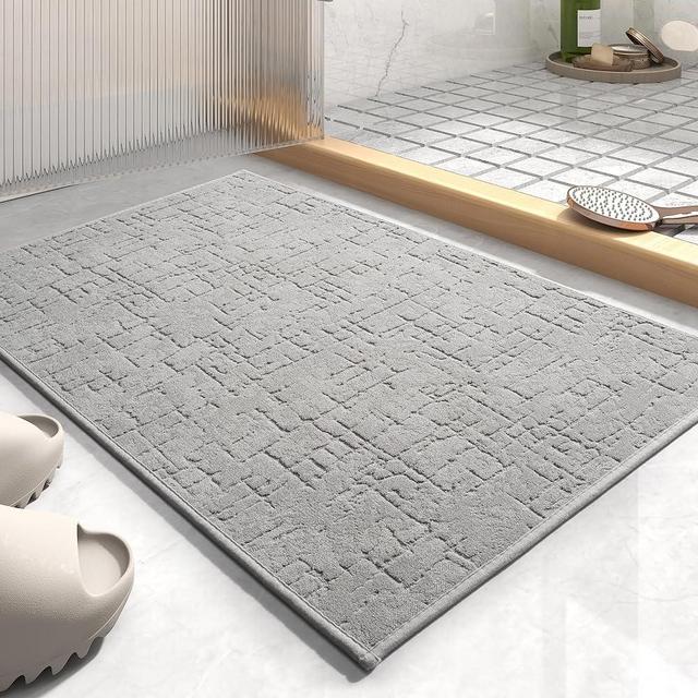 AMOAMI-Bath Mat-Super Absorbent Quick Dry Bathroom Floor Mats-Rubber Backing Washable Bath Mats for Bathroom Thin Bathroom Rugs Fit Under Door-Bath Rug for in Front of Sink,Bathtub,Shower Room