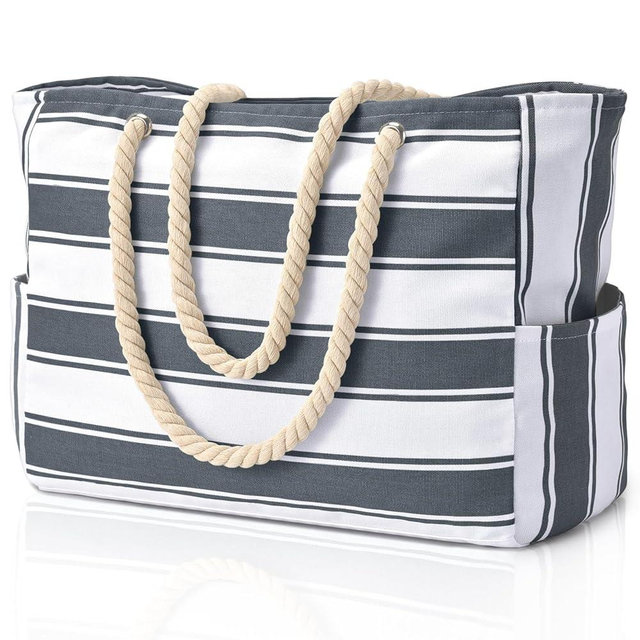 Becokan Beach Bags for Women Large Waterproof Beach Tote Bag Zipper Beach Bags Waterproof Sandproof Swim Pool Bag Large Tote