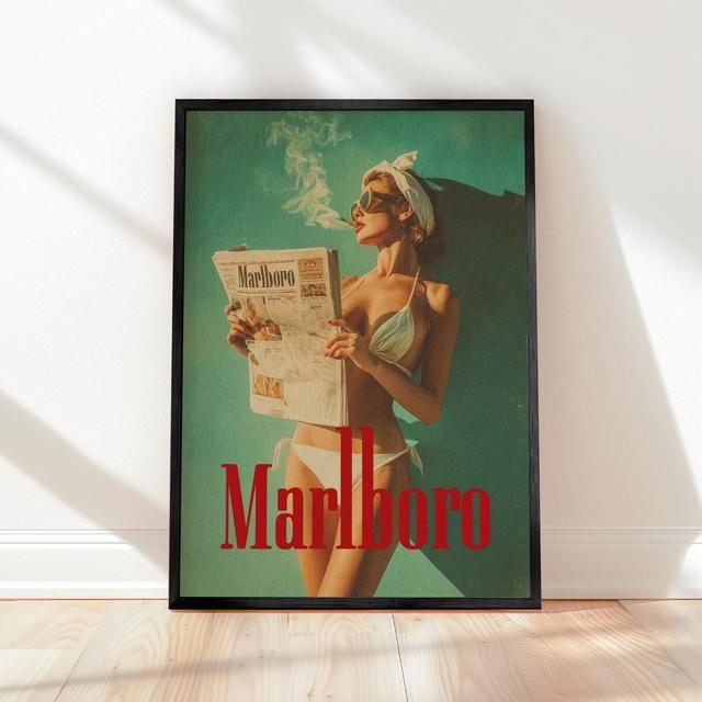 Vintage Cigarette Western Poster Print - Retro Marlboro Print - Vintage Marlboro Art Print - Marlboro Model Bikini Poster - Preppy Poster