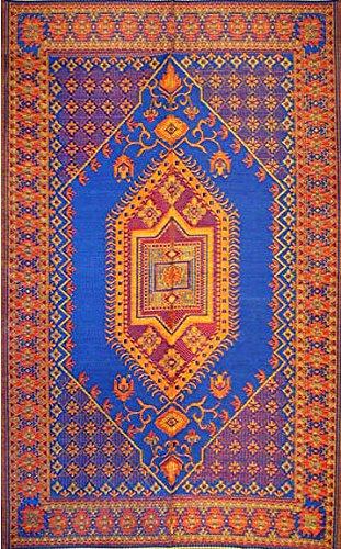 Mad Mats Oriental Turkish Indoor/Outdoor Floor Mat, 4 by 6-Feet, Blue