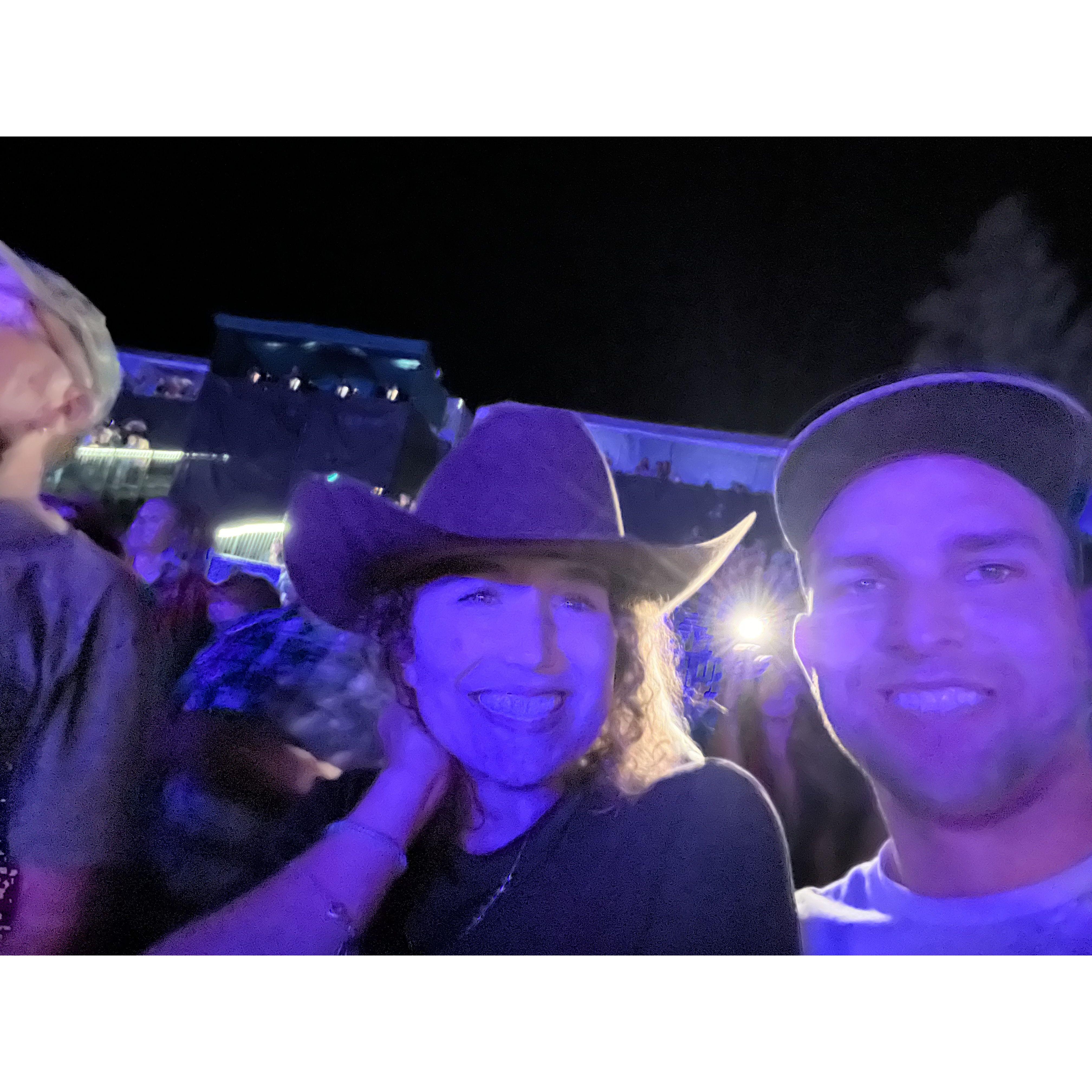 A photo from a concert during our first trip together! We went to Lake Tahoe to see Eric Church, who sings our song!