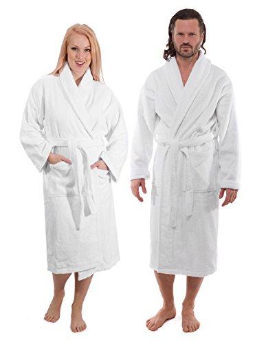 Classic Turkish Towels Luxury Shawl Terry Bathrobe - Hotel and Spa Robe Made with 100% Turkish Cotton (Unisex, Medium)