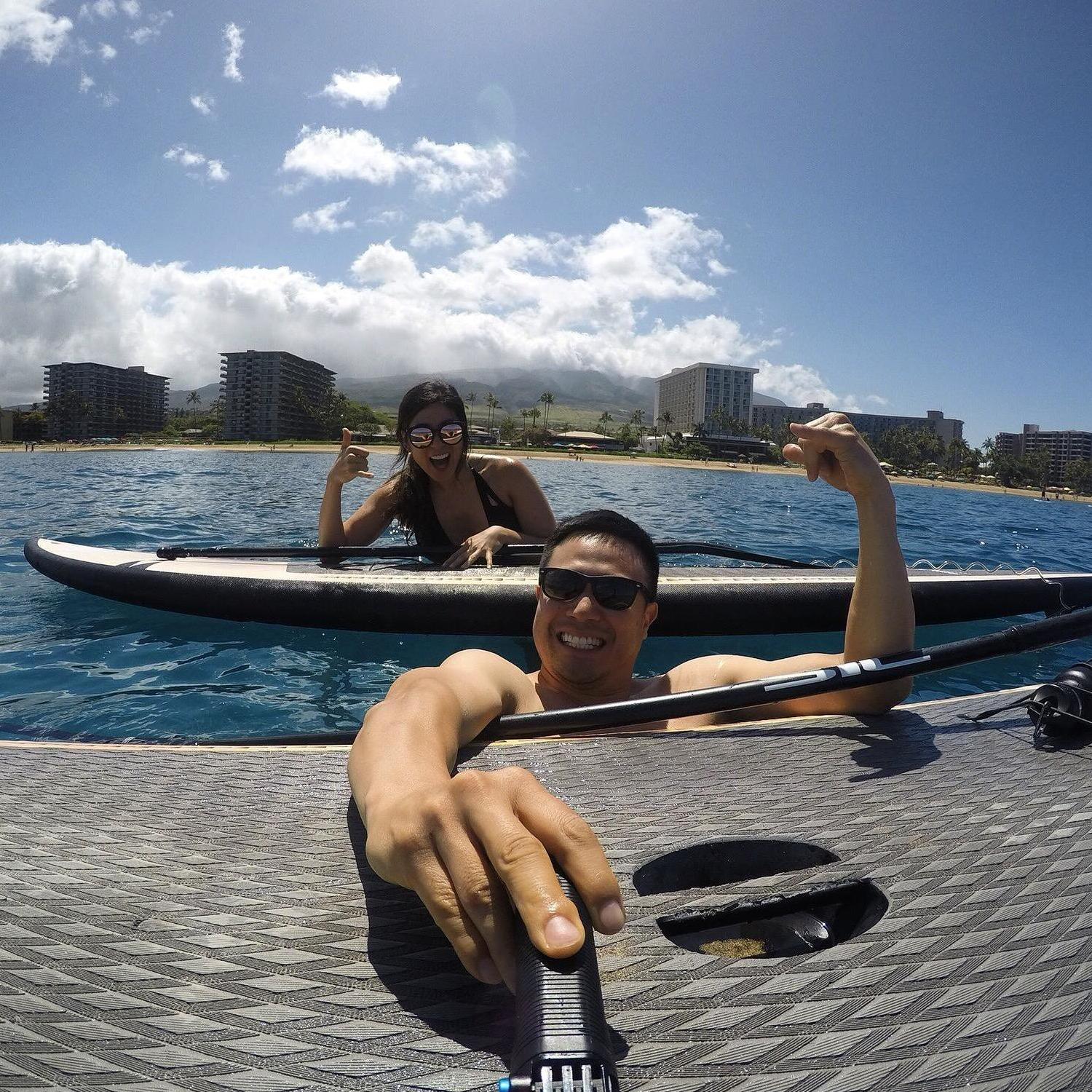 WhatsSUP?! You see what we did there? Enjoying the water in Maui with some paddle boards.