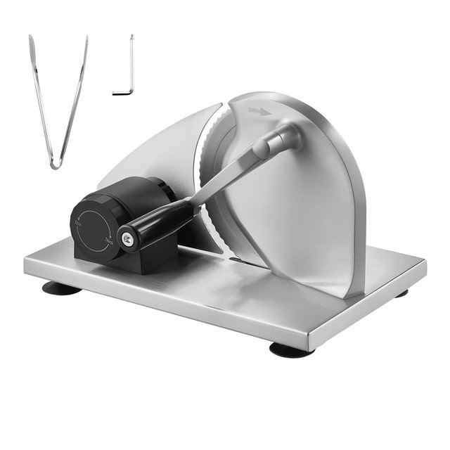 VEVOR Manual Bread Slicer, 0-0.6"Adjustable Thickness Cheese Cutter,Hand Cranked Slicer for Homemade Bread,with Serrated Stainless Steel Blade,Silver
