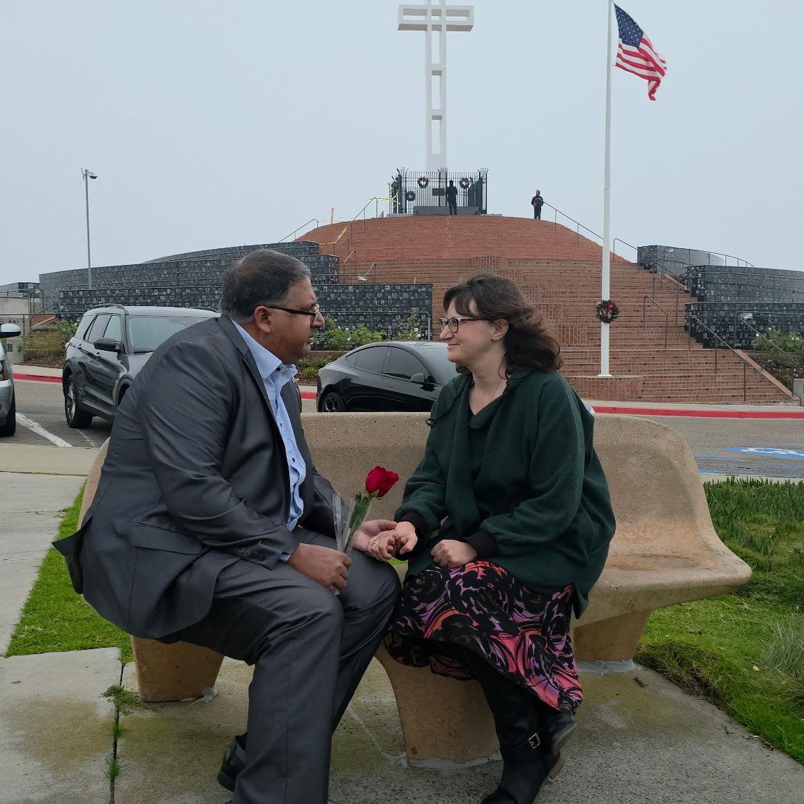 The proposal at Mt. Soledad Veteran's Memorial on Dec. 15, 2025.
