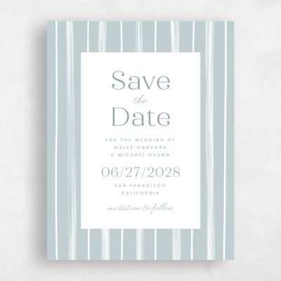Blue Typography Wedding Save the Date - Coastal Portrait