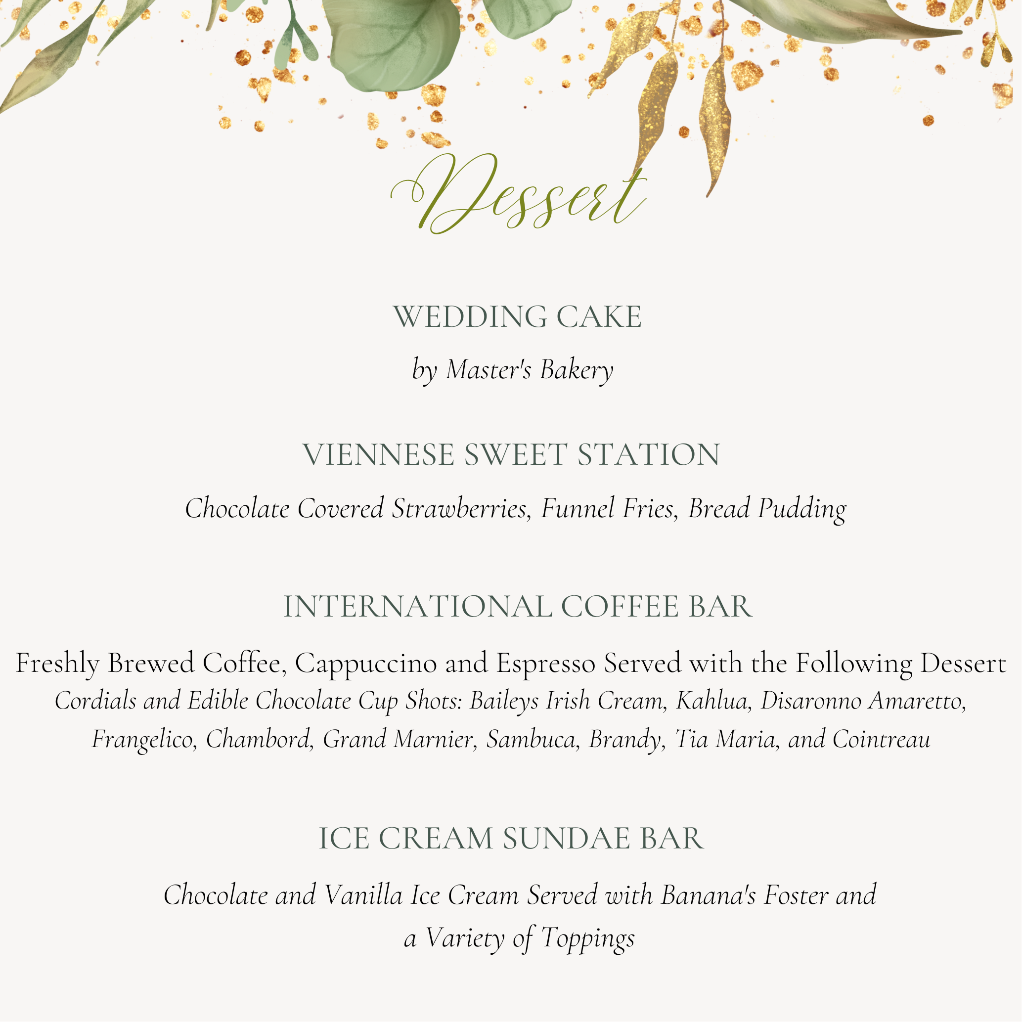 Dessert Menu