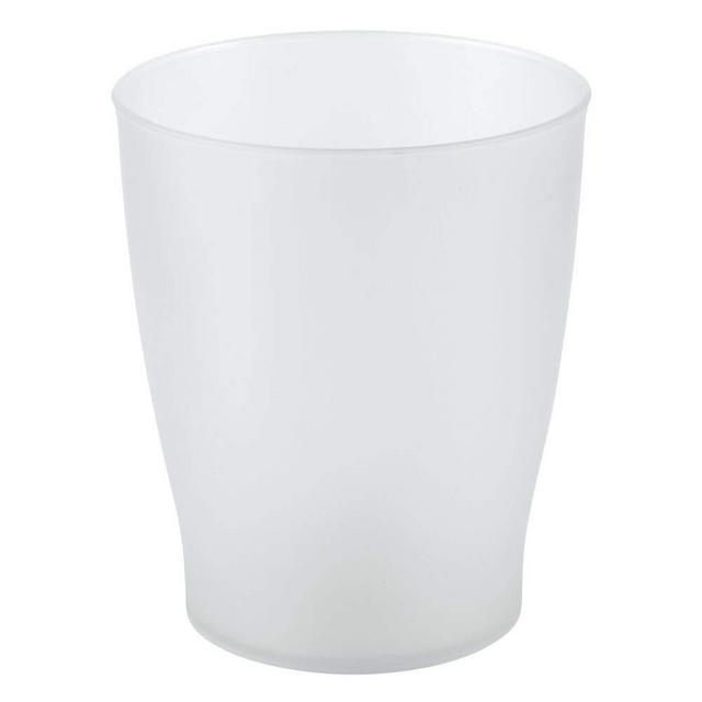 mDesign Slim Round Plastic Small Trash Can Wastebasket, Garbage Container Bin for Bathrooms, Powder Rooms, Kitchens, Home Offices, Kids Rooms - Clear Frosted