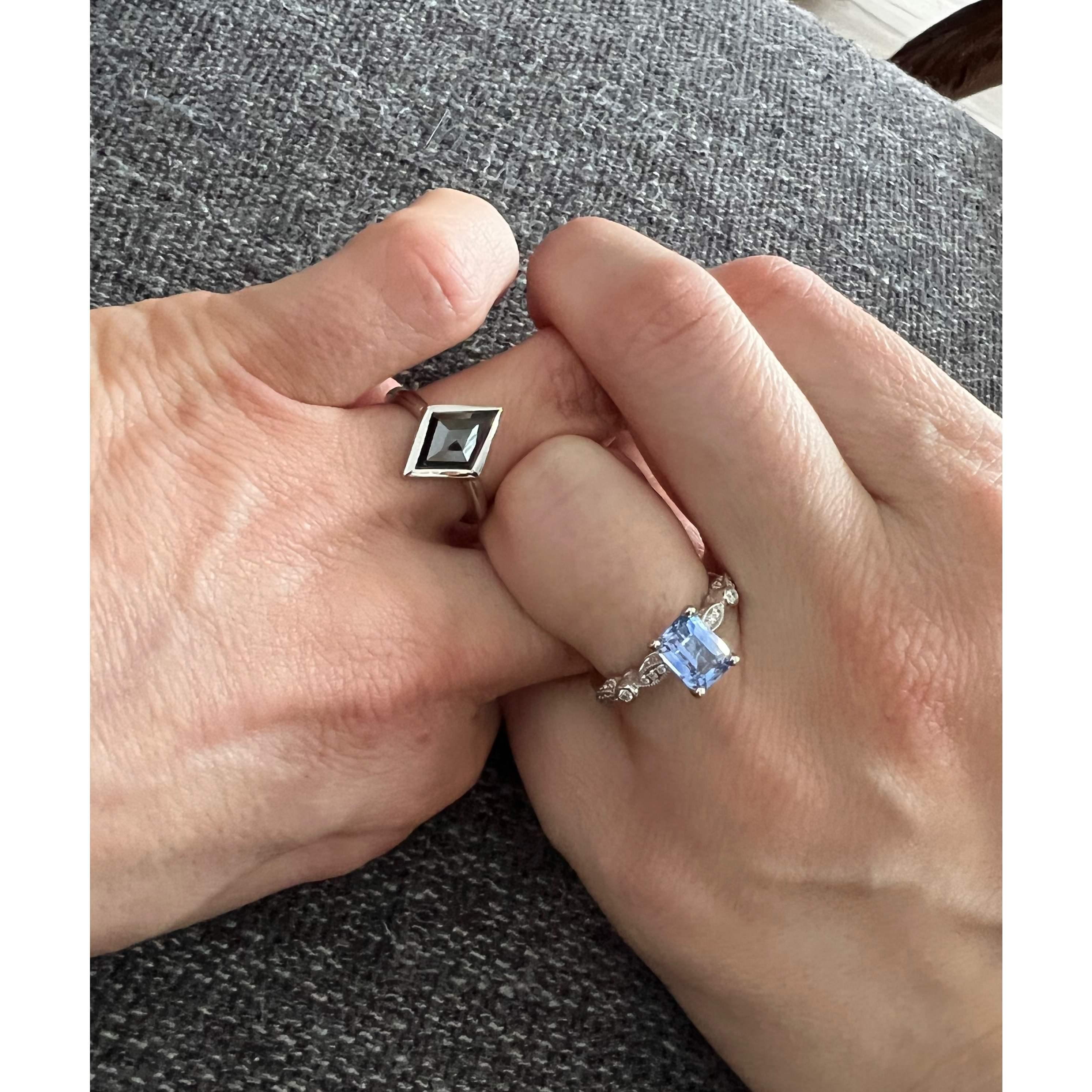 We would have done it with paper rings but we both love shiny things.