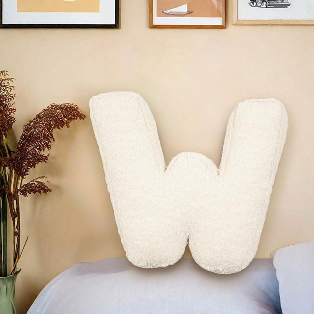 Shapeazy Letter Plush Pillow, Letter Hugging Throw Pillows, Decorative Initial Letter Shaped Throw Pillows for Bed Couch, Letter Pillows English Alphabet A to Z for Sofa Bedroom Living Room Decor (W)