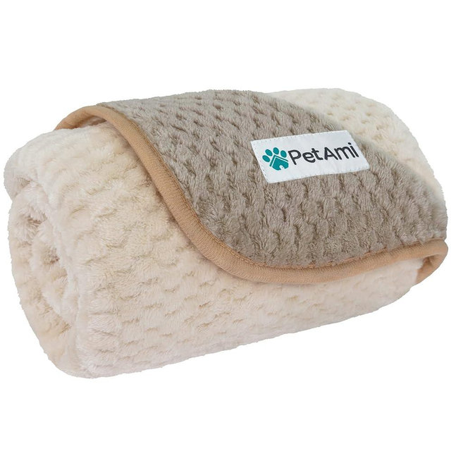 PetAmi Waterproof Dog Blanket, Leakproof Puppy Blanket for Small Medium Dog, Furniture Sofa Couch Cover Protector, Fleece Pet Throw Indoor Cat Kitten, Reversible Washable Soft Plush, 29x40 Taupe Beige