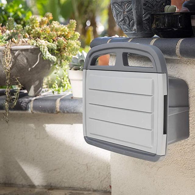 XtremepowerUS 43556 150' ft Garden Water Hose Reel Hanger Storage Box Cabinet with Shelf, Gray