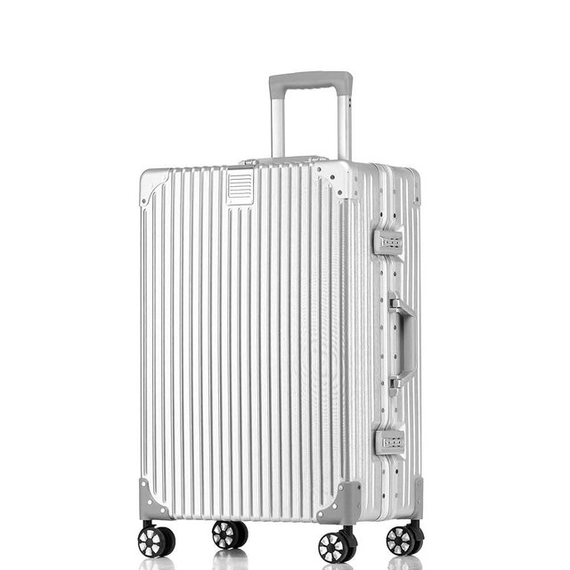 HotWay 3-Piece Luggage Sets with Aluminum Frame, PC Hard Shell Suitcase with Spinner Wheels and TSA Lock, Large Suitcase for Travel, Silver