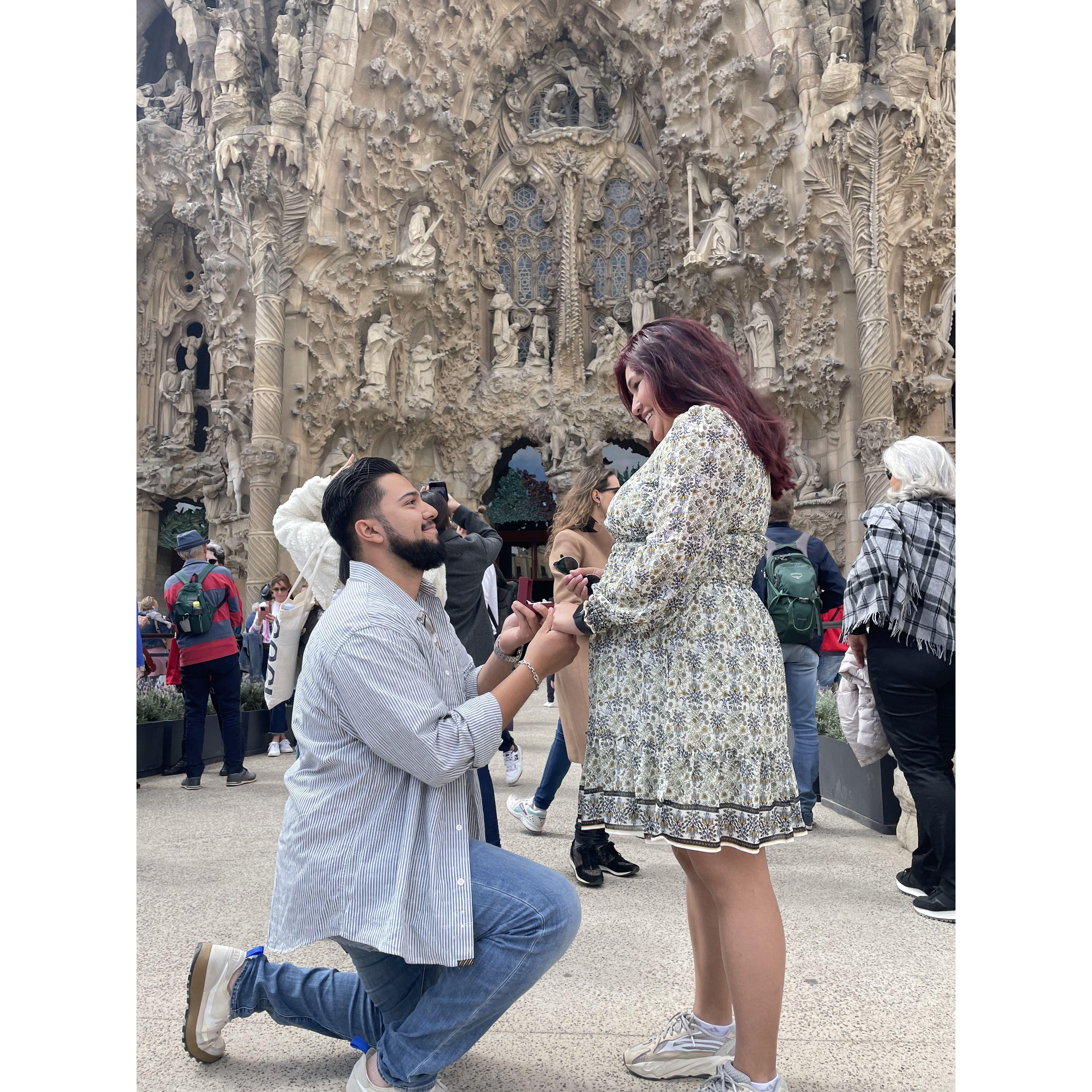 At the Sagrada Familia in Barcelona I said "Yes"!