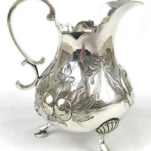 Unique Antique Creamer, Victorian Jug, Embossed Floral and Fruit, Footed Jug, Royal Marines, Rifle Match 1867, Mid Victorian, Historical
