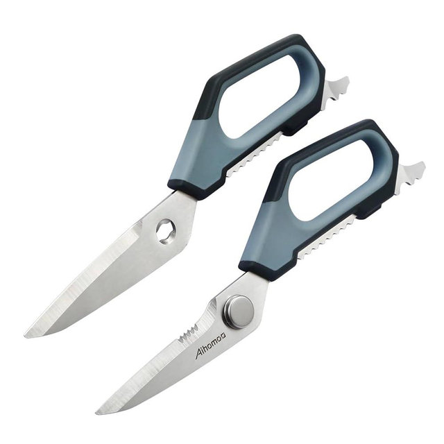 Aihomo Sharp Nordic-Style Kitchen Shears Soft Comfort Handle, All Purpose Scissors with Herb Stripper, Detachable Cooking Scissors, Micro-Serrated Blade for Food Chicken Meat Herb Packaging