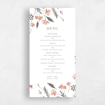 Salmon, Pink Wedding Menu - Alires