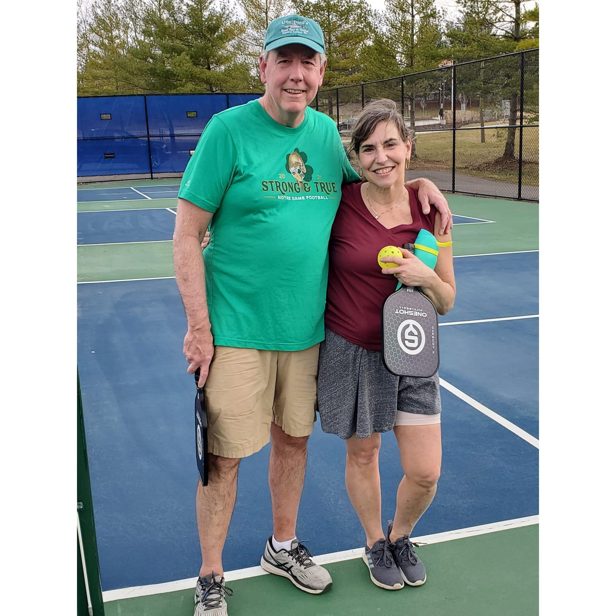 Picked up Pickleball this year thanks to Steve's brother and sis in law! Thankfully neither of us is TOO competitive (hmmm, or at least he's not)!