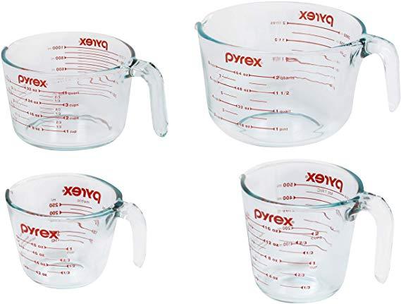 Pyrex FBA_1118989 Measuring Cup Set, 4 Pack, Clear