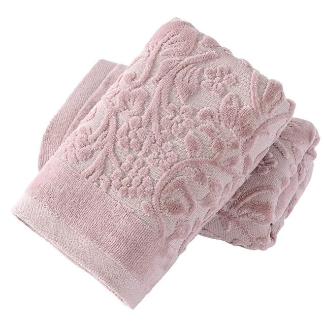 sense gnosis Jacquard Full Embossed Velvet Floral Vine Pattern Hand Towel Set of 2 Super Soft 100% Cotton Highly Absorbent Decorative Hand Towels for Bathroom Spa 13x 29 Inch, Purple