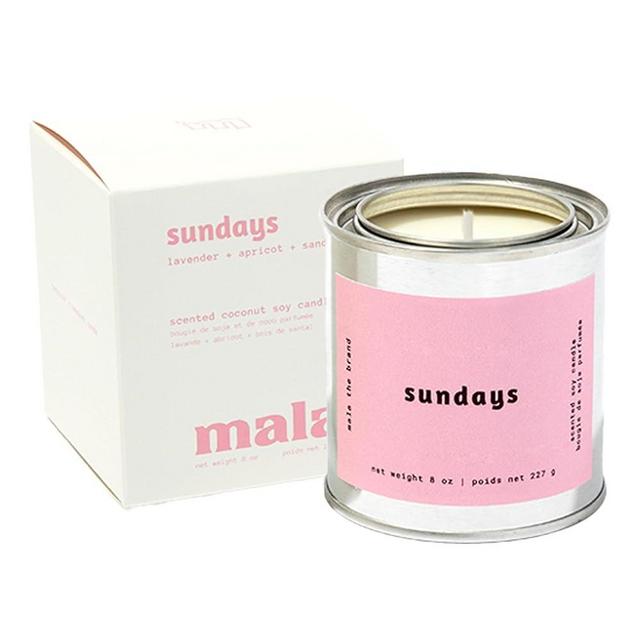 Mala Sundays Scented Candle Lavender, Apricot, Sandalwood. Vegan Gifts for Women. Hand Poured Aromatherapy Candle Non-Toxic, Coconut Soy Wax Self Care Gifts. 45 Hour Burn