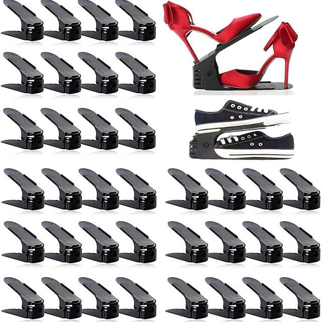 Shoe Slots Organizer 36 Pack, Adjustable Double Layer Stack Shoe Rack, Shoe Stackers for a Pair of Shoes,50% Space-Saving Storage Shoe Rack Holder for Closet Organization,Black