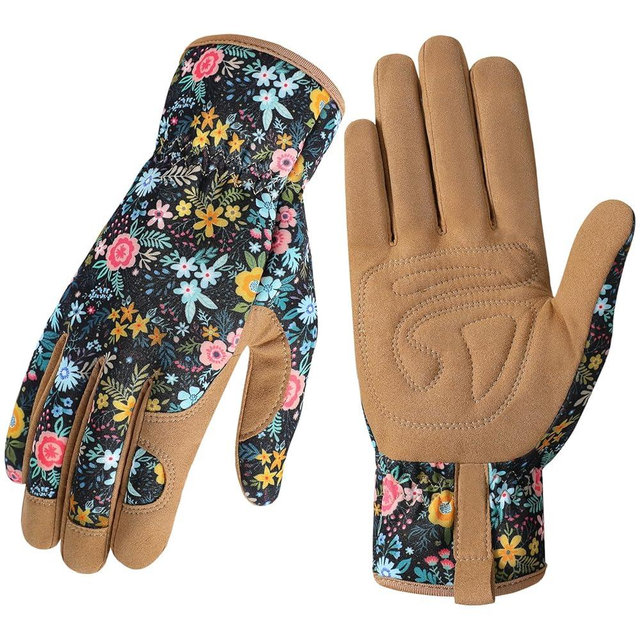 Pleneal Gardening Gloves for Women - Leather Garden Gloves Thorn Proof, Outdoor Protective Working Glove for Weeding