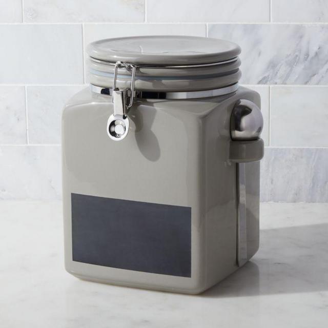 Large Grey Clamp Chalkboard Canister
