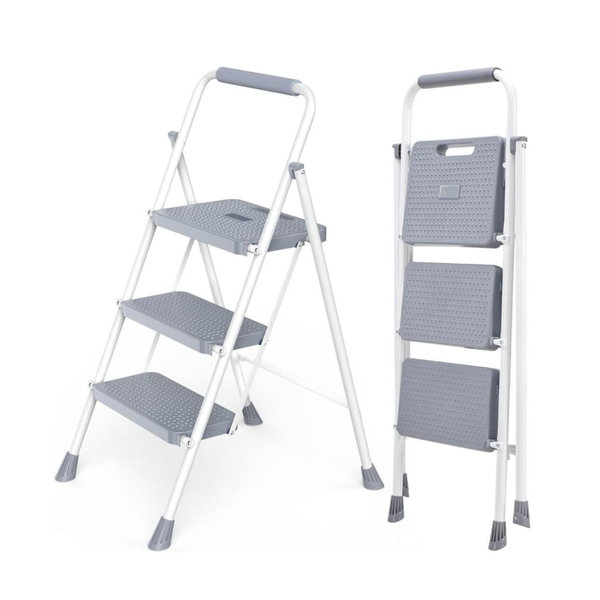 Folding 3-Step Ladder - Gray