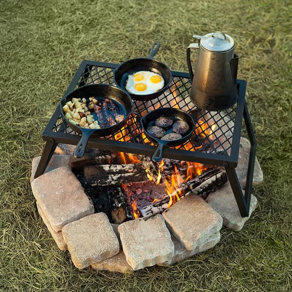 Amazon Basics Heavy-Duty Portable Camping Grill Grate for Campfire Cooking, Black