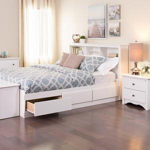 Prepac - White Queen Mate’s Platform Storage Bed with 6 Drawers