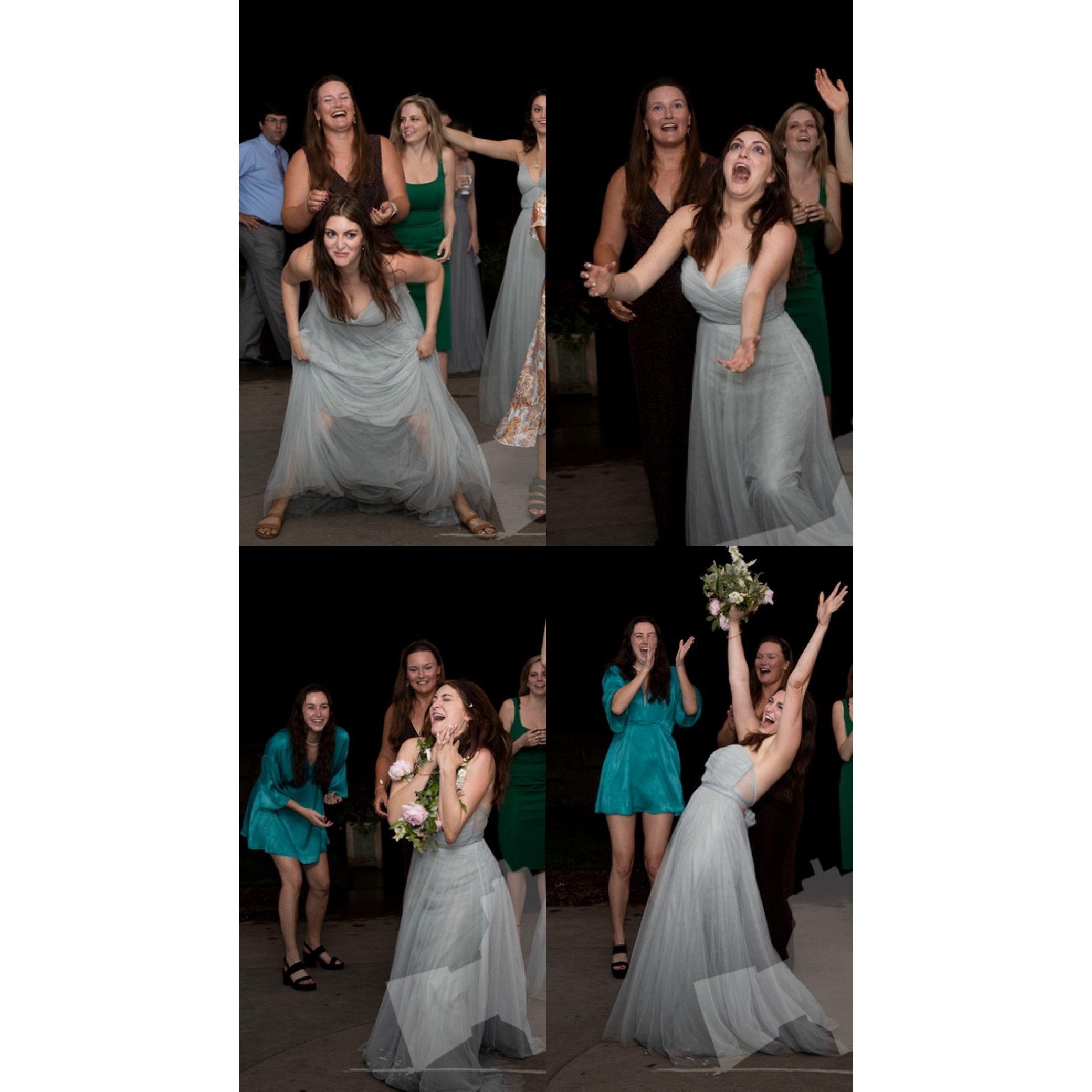 Determined to catch the bouquet 