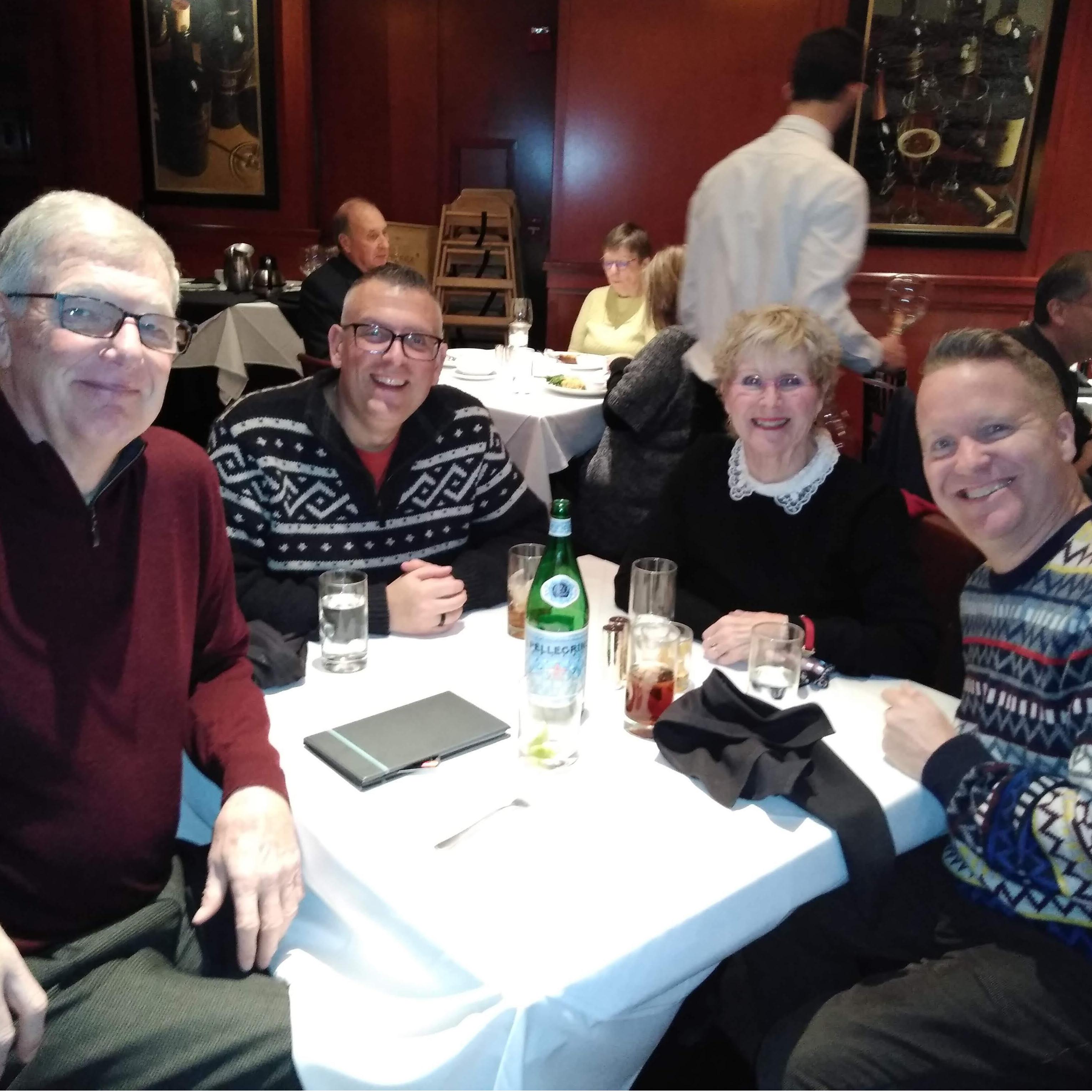 Thanksgiving dinner out with Charles's Mom and Dad!!