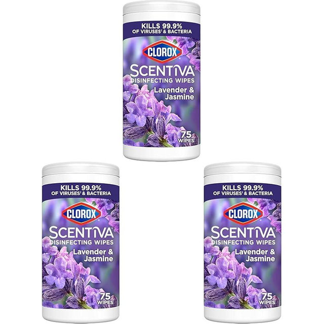 Clorox Scentiva Disinfecting Wipes, Lavender and Jasmine (Pack of 3)