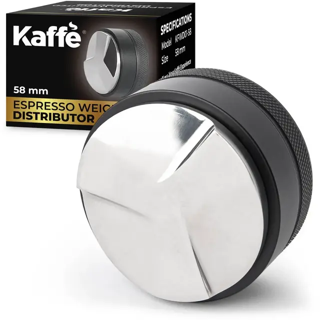 Kaffe 58mm Espresso Weighted Distributor: Coffee & Espresso Accessories, Coffee Bar Tool, Metal, Black
