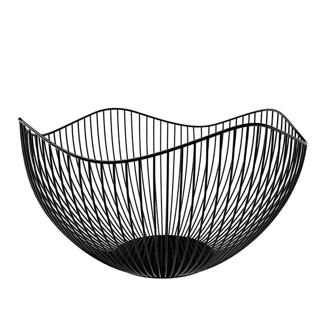 DMAR Wire Fruit Basket Black Fruit Bowl for Kitchen Counter Wave Fruit Basket Serving Bowl Wire Fruit Dish for Fruits and Veggies
