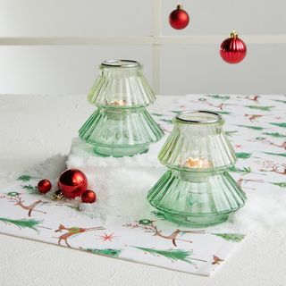 Glass Tree Candle Holder, Set of 4