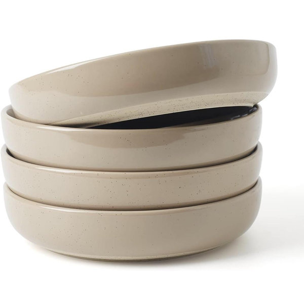 famiware Milkyway 33 oz Bowl Set, Pasta Bowls Set of 4, Salad Bowls Perfect for Your Friend for Housewarming, Thanksgiving, Christmas, Cinnamon Brown