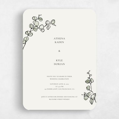 Beige Rounded Wedding Invitation - Livonia Classic