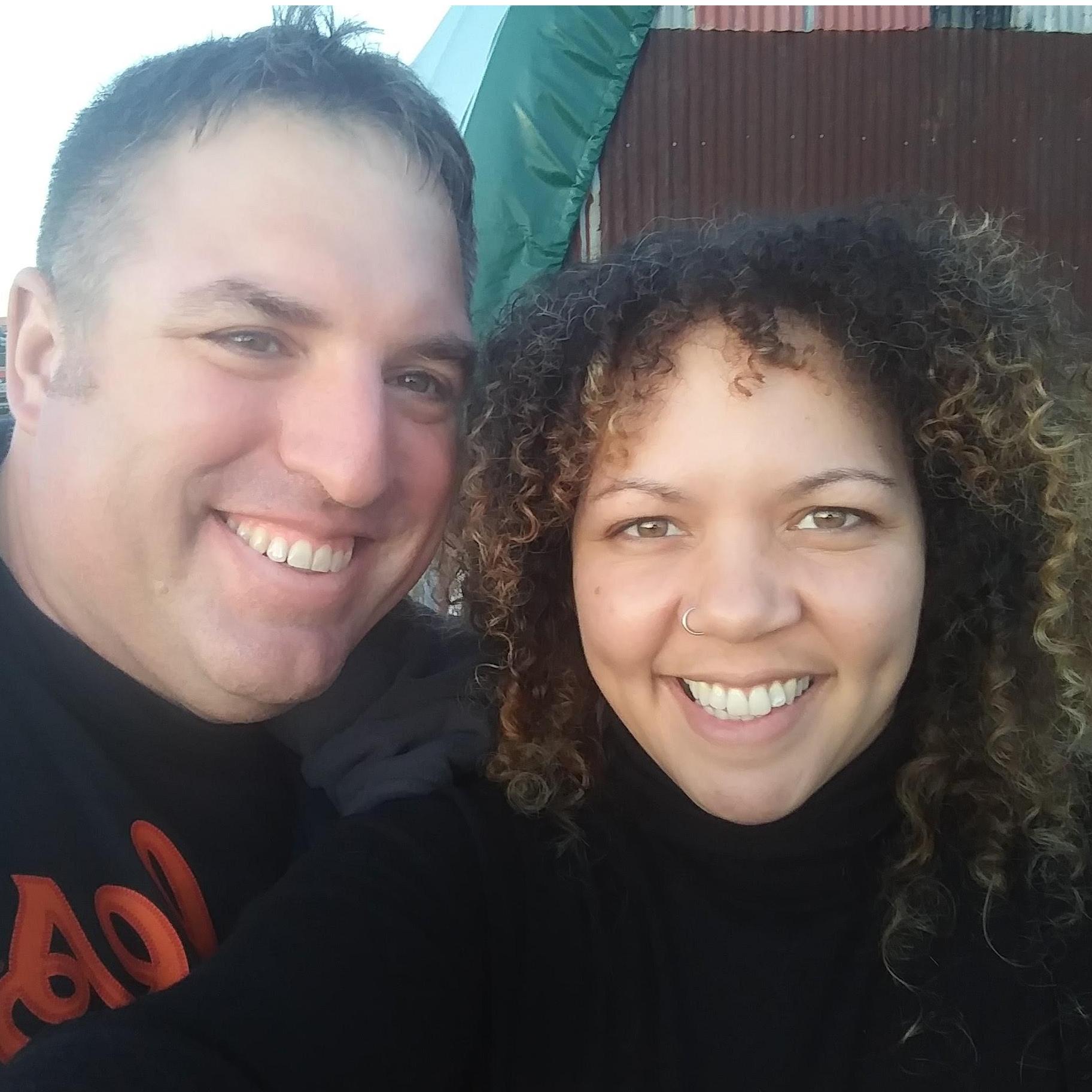 Our first real date we were volunteers at a haunted field as zombies for a Mason Dixon Roller Vixens fundraiser.