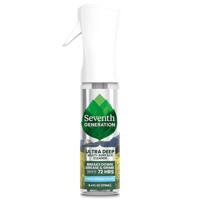 Seventh Generation Ultra Deep Probiotic Multi Surface Cleaner, 9.4 Fl Oz, Fresh Breeze, 80% USDA Biobased All Purpose Cleaning Spray, Breaks Down Tough Grease & Grime, Safe for Kids & Pets