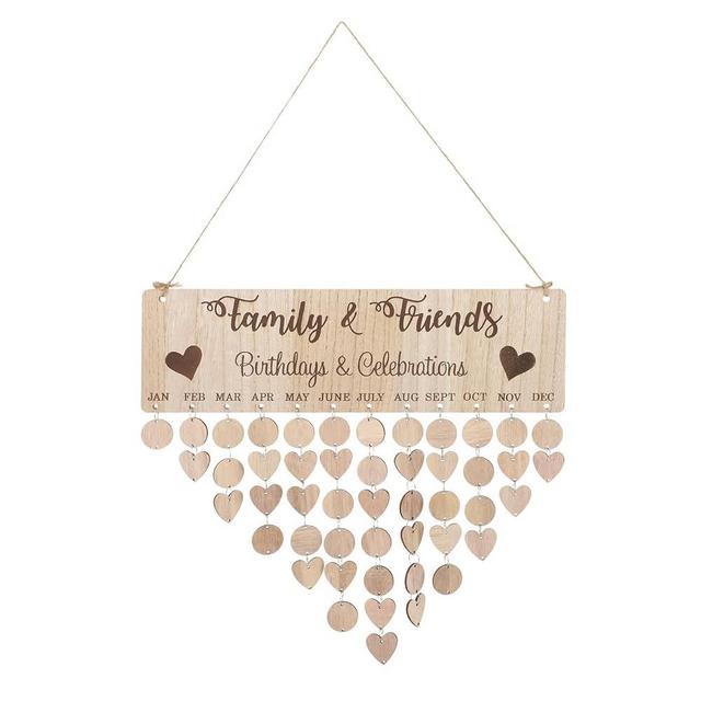 Christmas Calendar Wall Hanging: Family Birthday Plaque with Tags, Christmas Wooden Reminder Calendar Plaque Sign Board Wall Hanging Family Decor Plaque Days