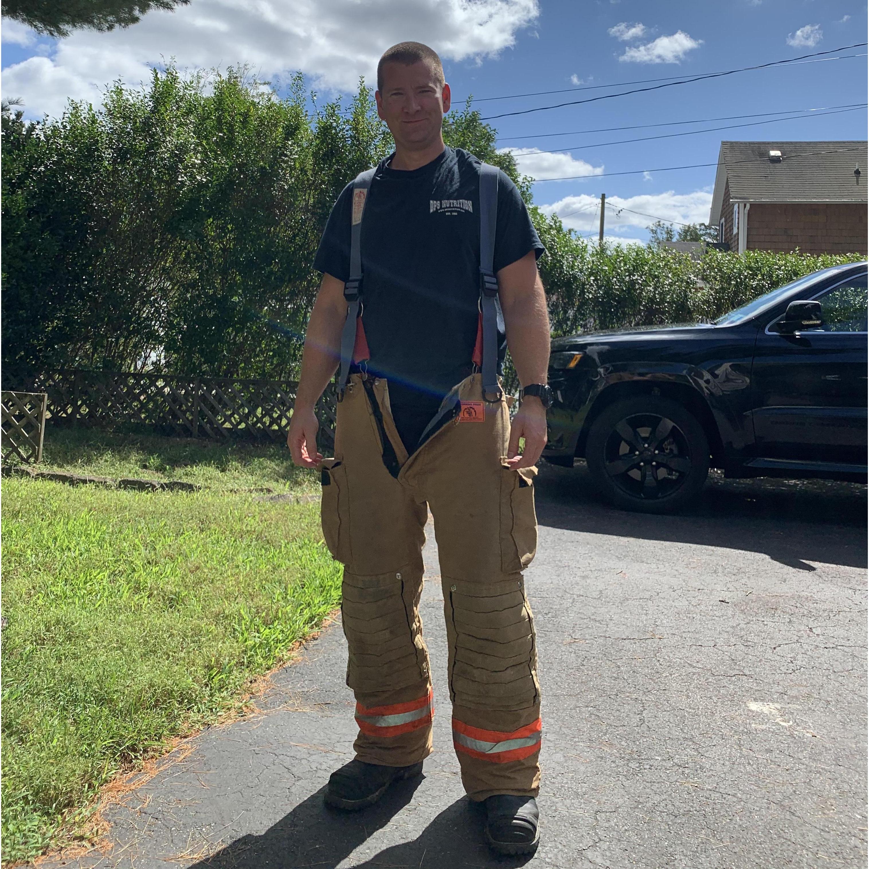 Brendan during training for the East Northport Fire Department, late 2019. Brendan has worked as a volunteer first responder since the beginning of the pandemic.