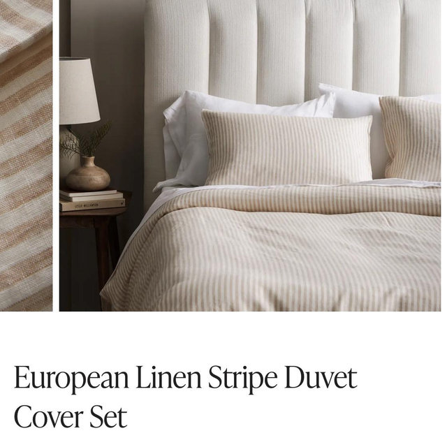European Linen Stripe Duvet Cover Set | natural/white stripe