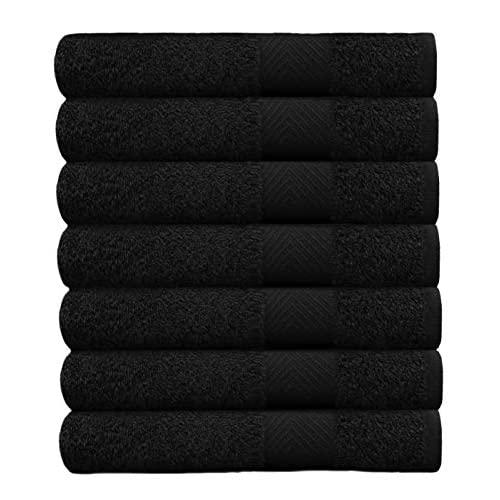 COTTON CRAFT - 7 Pack Black Color Bath Towels - 100% Ringspun Cotton - 27x52 – Light Weight 450 Grams - Quick Drying and Highly Absorbent- Ideal for Daily Use