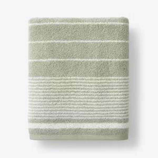 Plush Spa Stripe Bath Towel - Light Willow