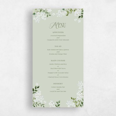 Grassy Sage, Green Wedding Menu - Daisi
