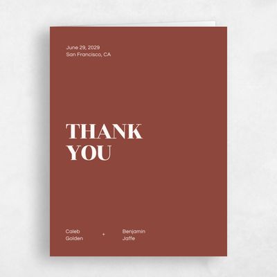 Deep Rust, Orange Wedding Thank You - Melvine Portrait