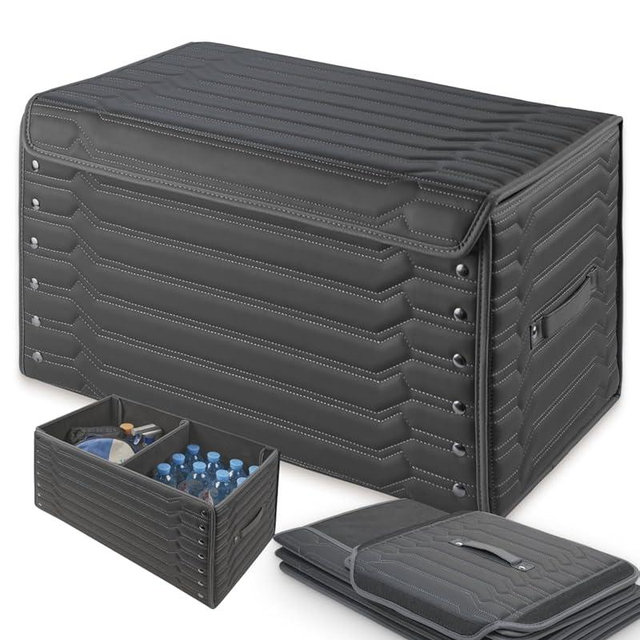 Owleys Car Trunk Organizer For Shoes - Storage Crate For SUV, Sedan Or Truck - Foldable Cargo Bin For Travel Gear & Sports Kits - Practical Holiday Gifts For Drivers (Highway 21.6 inch)